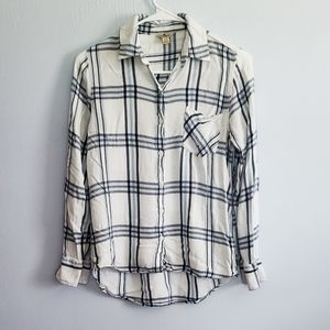 Woolrich White & Blue Plaid Flannel Size Small